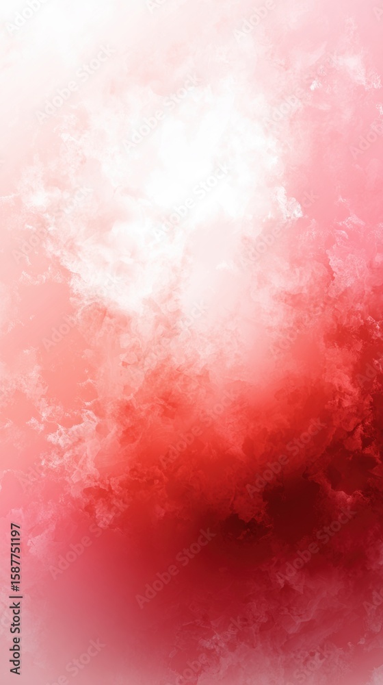 Obraz premium Abstract red and white gradient background. Minimalist style, cloud pattern, smoke effect, large area of pink space on the upper right side, ink painting effect.