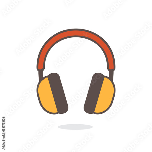 Simple vector graphic of red and yellow headphones.
