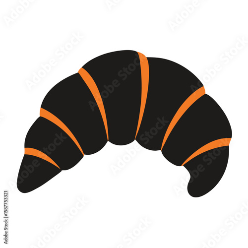 Silhouette of a croissant with flaky layers isolated on white background