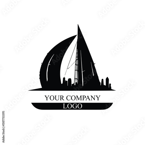 Company logo featuring a sailing vessel silhouette with a cityscape backdrop. Simple, strong design for a maritime-focused business or organization.