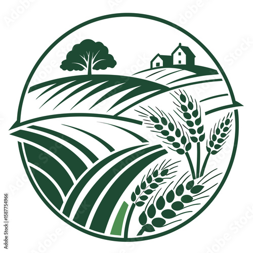 Farmland Illustration: Rural Landscape Design Element