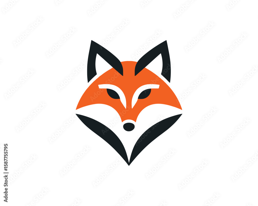 Obraz premium Stylized geometric fox head vector illustration