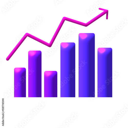 3D rendered blue bar chart with a rising pink arrow, symbolizing business growth, success, and positive trends on a light gray background Free Download 3D rendered blue bar chart with a rising pink arrow, symbolizing business growth, success, and positive trends on a light gray background - GFXLoad