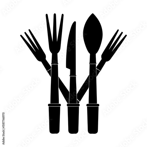 Cutlery fork spoon knife utensil dining kitchenware tableware silhouette