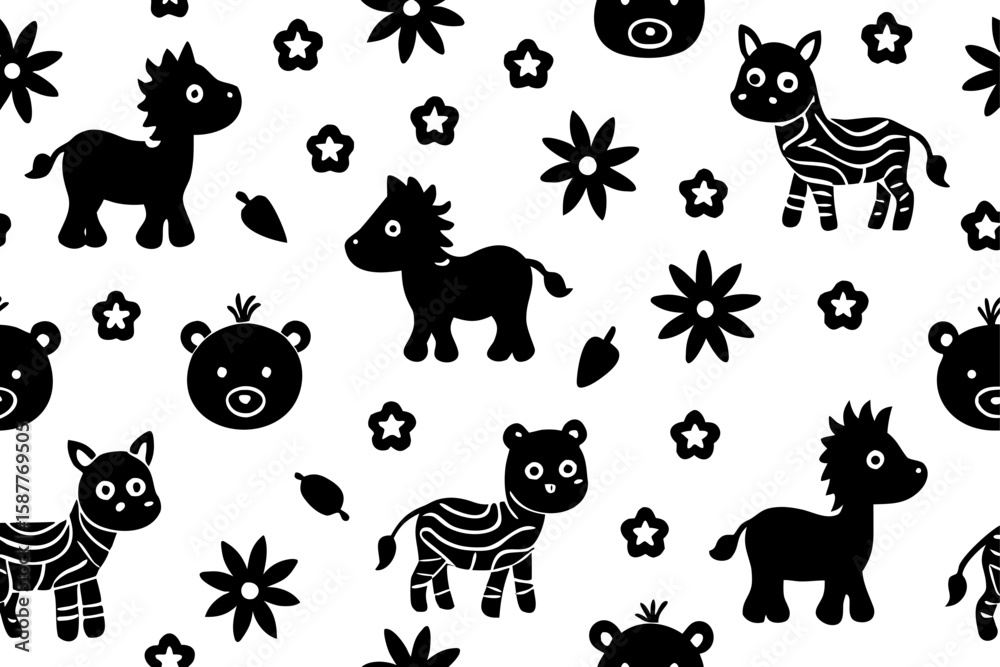 Fototapeta premium Vector art of silhouette of set of animals