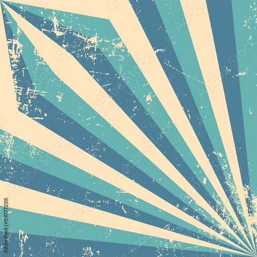 Vintage summer colorful background in retro 70s style. Distorted vector texture of straight and curved lines in a trendy retro psychedelic style. Light blue and yellow colors