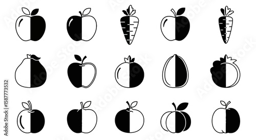 A vibrant fruit icon showcases the deliciousness of fresh produce, representing healthy eating, tropical flavors, and the sweetness of nature's bounty for various design applications, silhouette