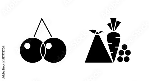 A vibrant and appetizing fruit icon showcases a selection of fresh, colorful produce, perfect for representing healthy eating, agriculture, and the bounty of nature, silhouette