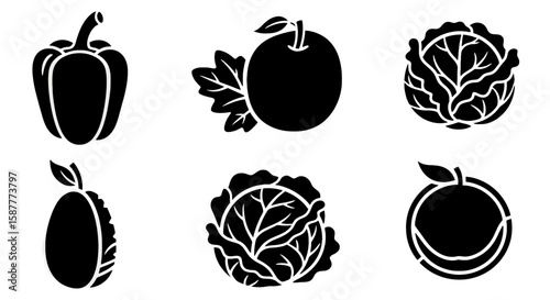 A delightful fruit icon representing freshness and healthy eating, perfect for websites, apps, and graphic designs with its simple and appealing fruity appearance, silhouette