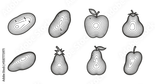 An attractive fruit icon showcases vibrant produce, ideal for nutritional information, healthy recipes, or representing various fruity flavors in your designs, silhouette