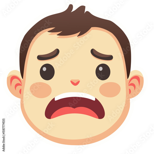 Cartoon Baby Face Expressing Fear Shock and Wide-Eyed Distress.
