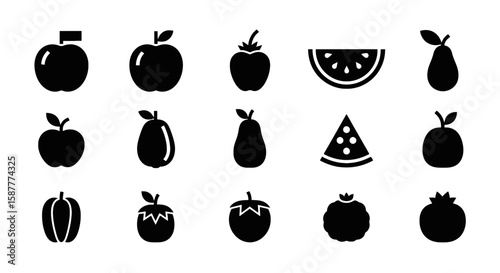 A bright and colorful fruit icon showcases the sweetness of nature's bounty and its delightful flavors, perfect for healthy eating concepts and vibrant designs, silhouette