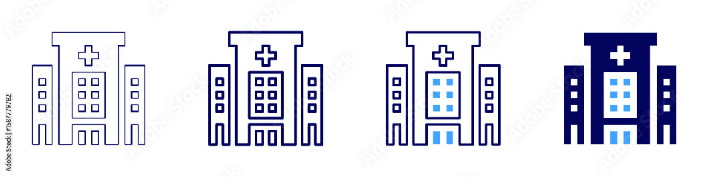 Fototapeta premium Building shape icon in 4 different styles. Thin Line, Line, Bold Line, Duotone. Duotone style. Editable stroke