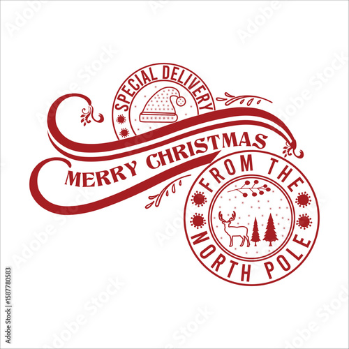 Special Delivery Merry Christmas From The North Pole  vector merry Christmas, December, Red, Custom, holiday, holiday, stamp, delivery, mail, northChristmas Shirt Design