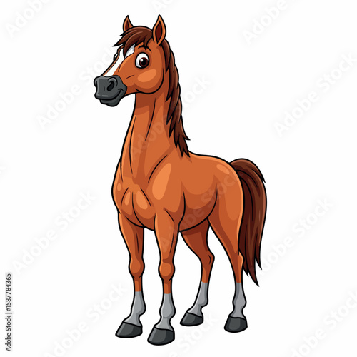 illustration, cartoon, graphic, vector, nature, art, design, cute, animal, background, horse, drawing, character, happy, white, funny, mammal, isolated, brown, farm, collection, wild, mane, 