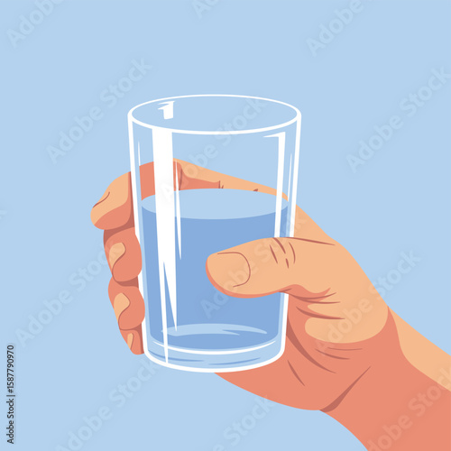 Hand Holding a Glass of Fresh Pure Water