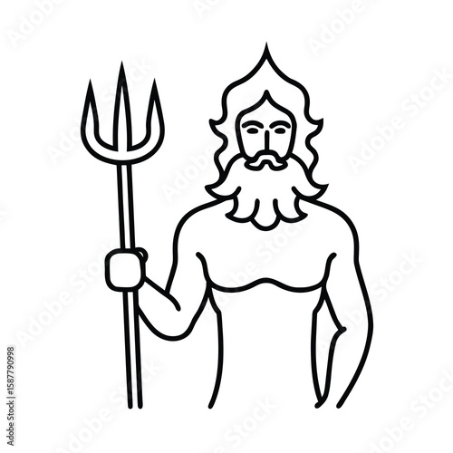 Poseidon trident vector illustration sea mythology