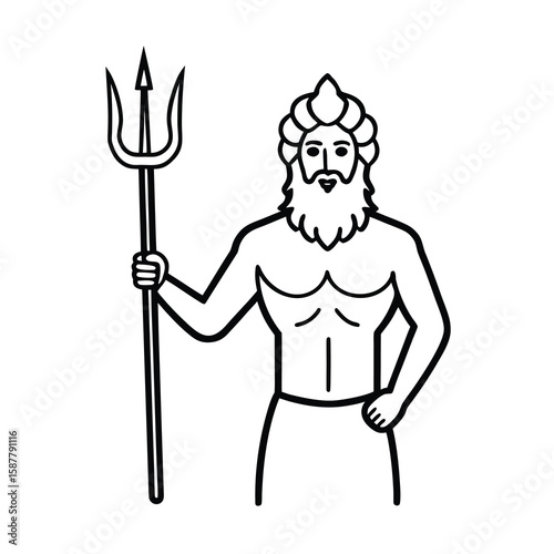 Poseidon trident vector illustration sea mythology