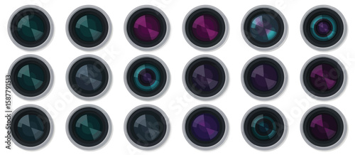 Collection of Colorful Camera Lens Icons