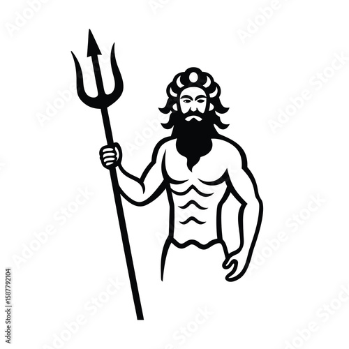Poseidon trident vector illustration sea mythology