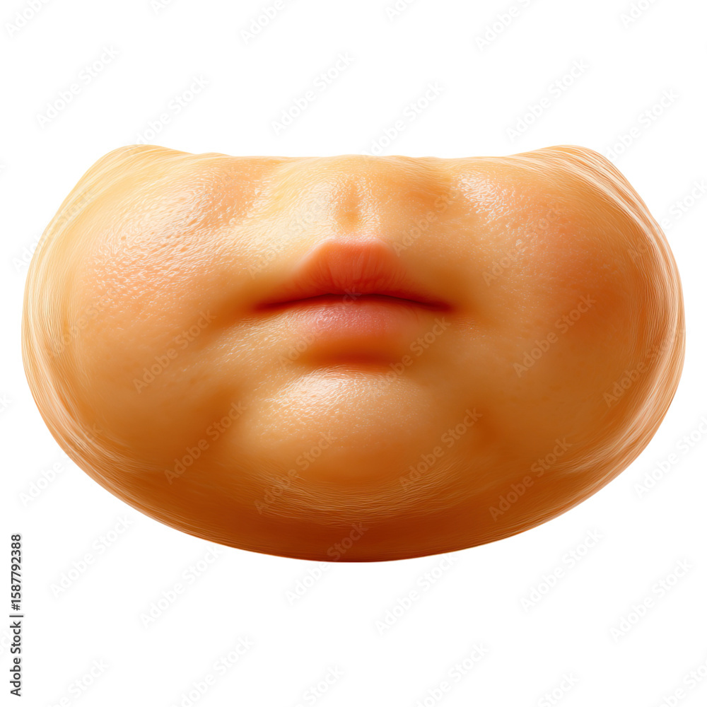 Fototapeta premium Puffy cheeks under circles and skin concept. Close-up of a baby face showcasing chubby cheeks and lips.