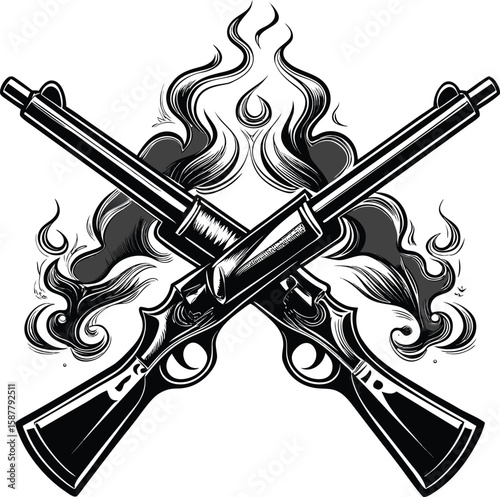 A striking vector illustration depicts a classical violin and a formidable sword and shield
