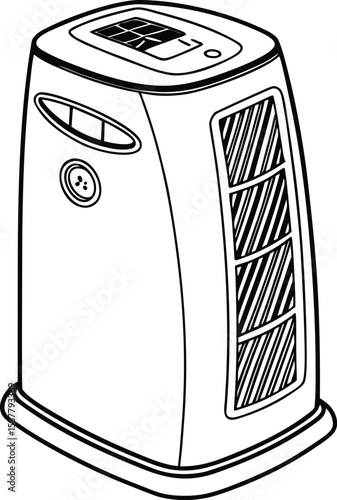 Air purifier in clean outline style, great for designs that demand sanitation and filtering.