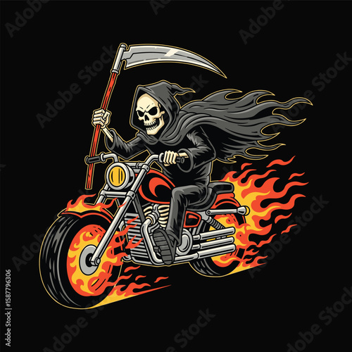 Reaper Rides Hell Machine Illustration