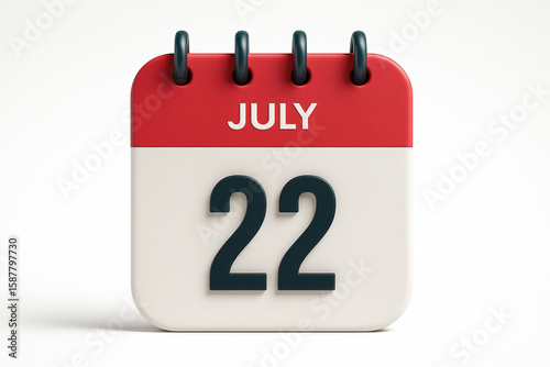 Calendar Icon July 22nd Date Reminder Appointment Schedule Planning Day Event Organizer Office Business Deadline