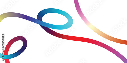 Abstract Colorful Gradient Lines Background. A dynamic abstract image featuring vibrant, intertwined, gradient-filled lines against a clean white background.