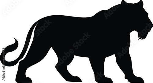 silhouette of a black tiger vector illustration