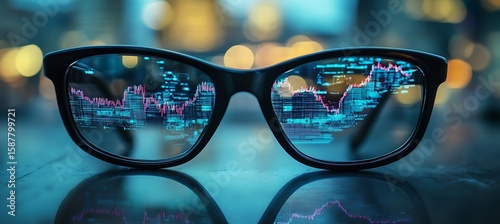 A trader’s glasses reflecting a live crypto graph 
