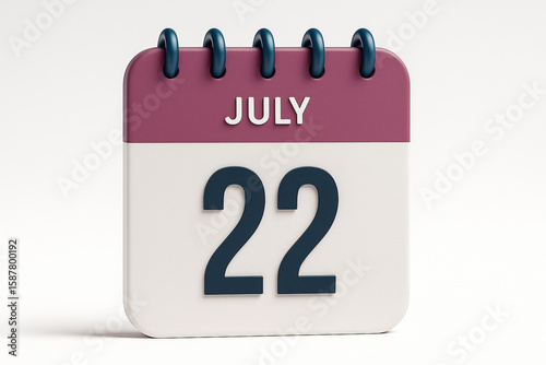 Calendar Icon Representing July 22nd with a Clean and Modern Design for Schedules and Reminders in Business Planning