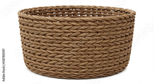 丁寧に編まれた麦わらバスケット 自然光で輝く素朴な質感. AI Generated