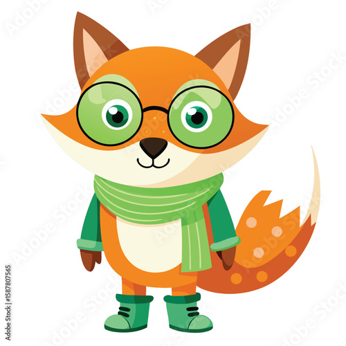 Cute cartoon animal illustrations of happy, smiling pets like kittens, puppies, and foxes playing in nature, perfect for a fun baby design
