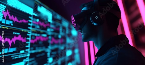 A virtual reality trader inside a crypto market 