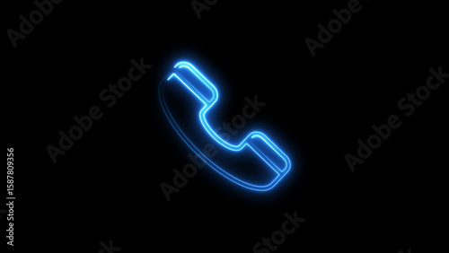 Wallpaper Mural Illuminated blue neon telephone icon against a deep black background for communication Torontodigital.ca
