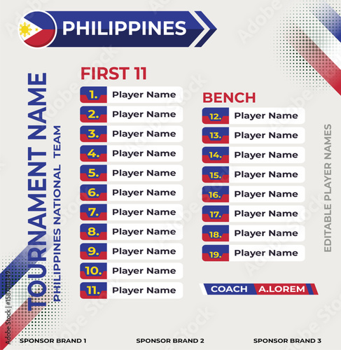 Line up for first 11 of Philippines Team