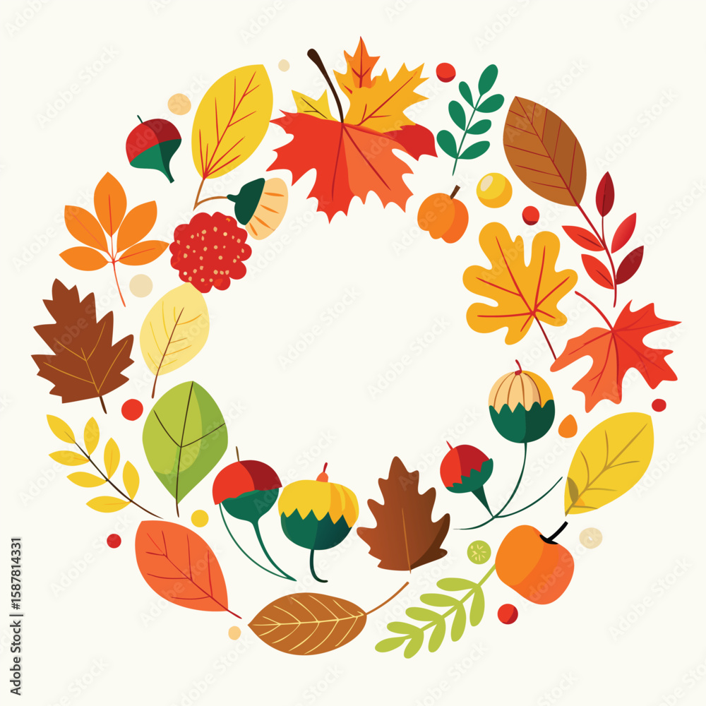 Obraz premium An elegant seamless vector pattern of colorful autumn maple leaves forming a natural frame, perfect for fall season designs