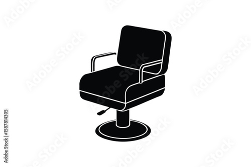 Silhouette design illustration of a salon styling chair with square seat.eps