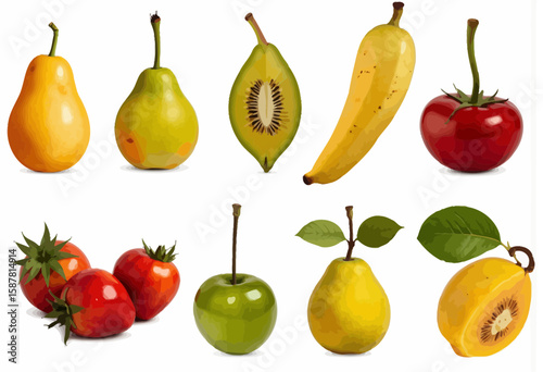 Wallpaper Mural Assorted fruits including pears, bananas, tomatoes, and kiwi   Torontodigital.ca