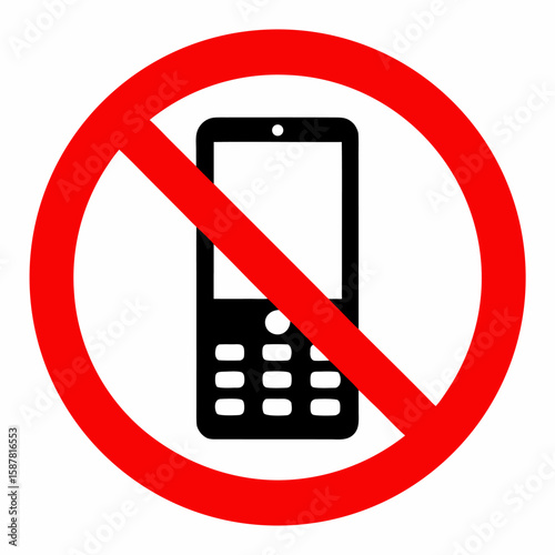 No Cell Phone Allowed Sign Red Circle with Slash over Mobile Phone Icon Isolated