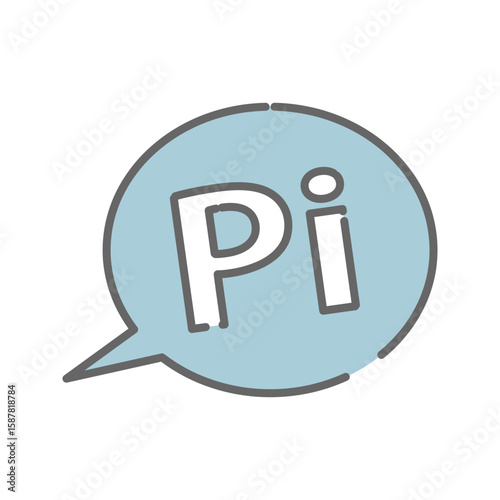 Speech bubble icon with Pi letters