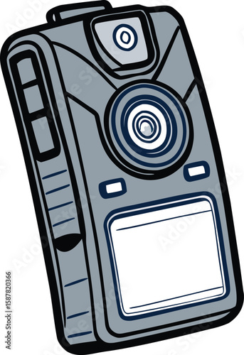 Stylized body camera graphic designed for modern law enforcement applications and digital safety initiatives.