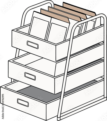 Stylish organizer stand design featuring drawers for office or home storage