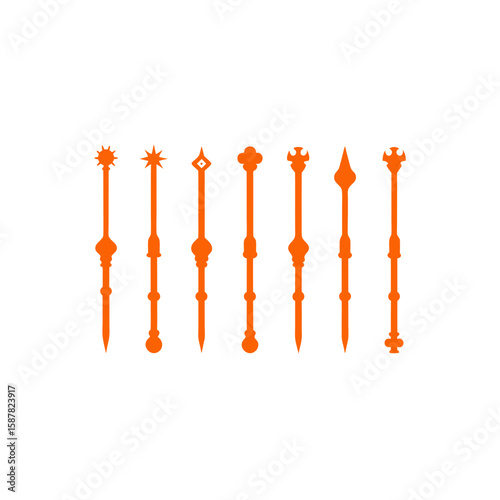 different bone carved wand icons set on white 