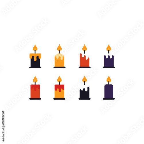 different cursed candle icons set on white