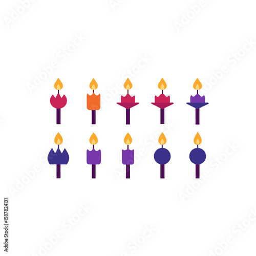  different cursed candle icons set 