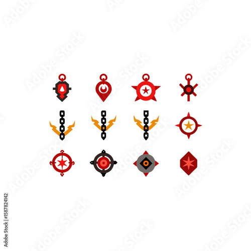  different cursed chain relic icons set on white 