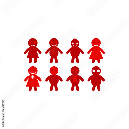  different cursed doll icons set on white